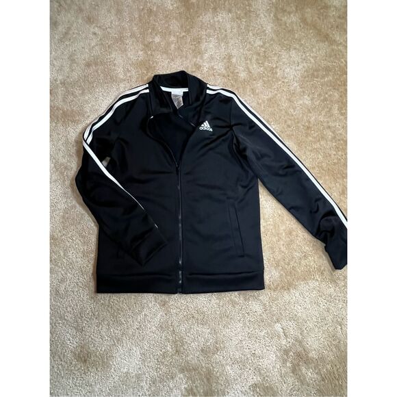 adidas boys Zip Front Iconic Tricot Jacket, Jet Black, Large US( 14/16) - Picture 1 of 3